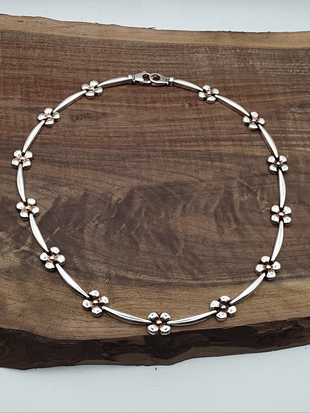 Vintage Milor 925 Sterling Silver Floral Flower Daisy Chain Collar Necklace